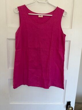 Fuschia linen tank top